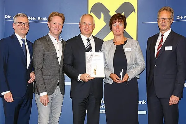 Pascal Mangold with Petra Mangold receiving Grand Prix Mittelstand Nomination Certificate
